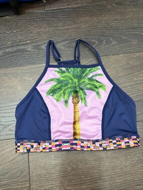 Naja Women’s Medium Blue Palm Tree Swim Top